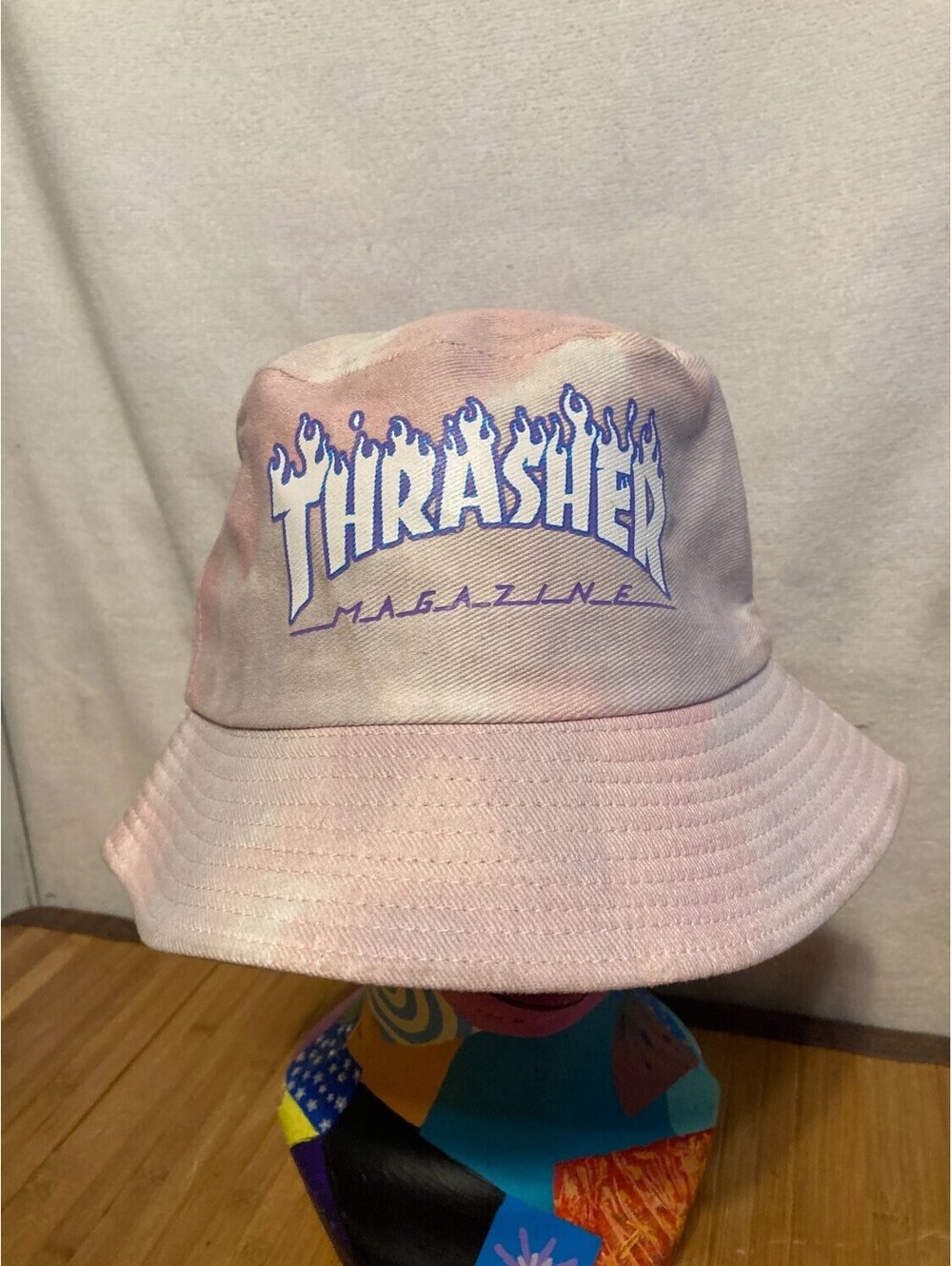 Thrasher Magazine Flame Logo Bucket Hat Pink Tie Dye Skate Mens Womens OS